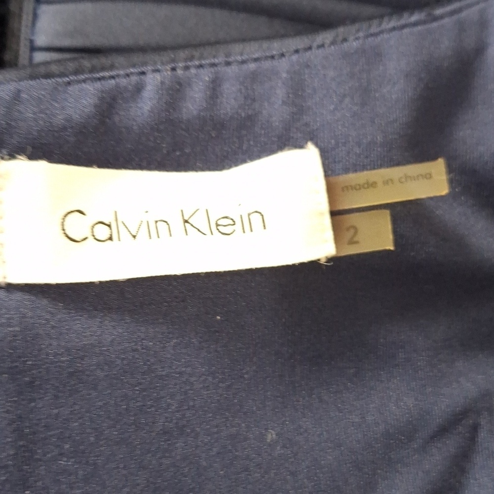 Calvin Klein Navy Ruched Sleeveless Fit & Flare Dress Size 2 - Picture 11 of 13